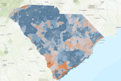 Census 2020 Self Response Rate Map for SC